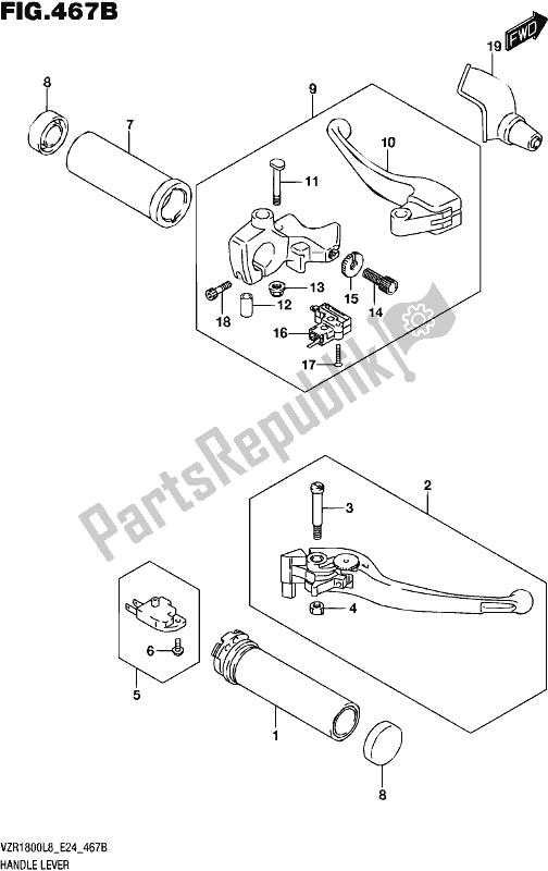 Tutte le parti per il Handle Lever (vzr1800bzl8 E24) del Suzuki VZR 1800 BZ 2018