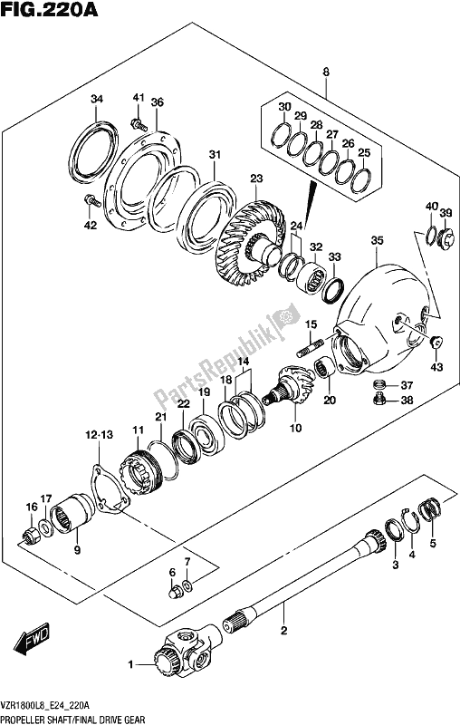 Tutte le parti per il Propeller Shaft/final Drive Gear del Suzuki VZR 1800 BZ 2018