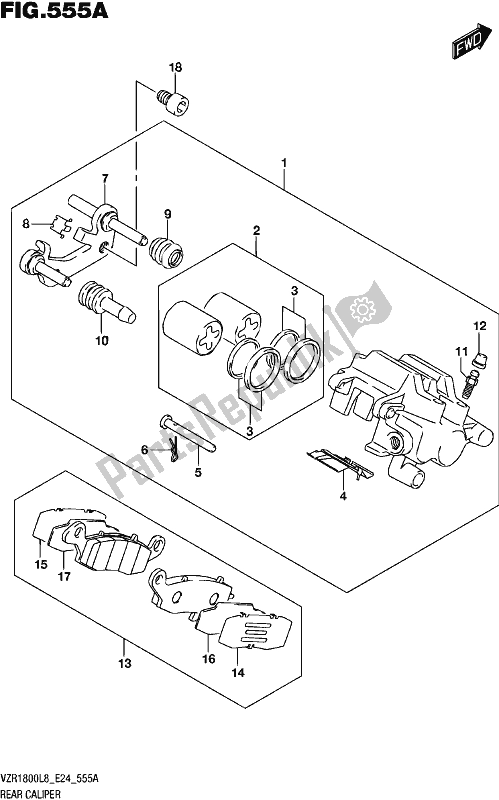 Toutes les pièces pour le étrier Arrière du Suzuki VZR 1800 BZ 2018