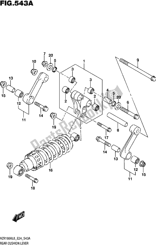 All parts for the Rear Cushion Lever of the Suzuki VZR 1800 BZ 2018