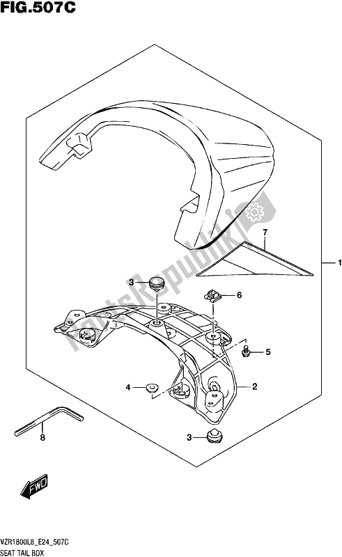 Tutte le parti per il Seat Tail Box (vzr1800bzl8 E24) (jru) del Suzuki VZR 1800 BZ 2018