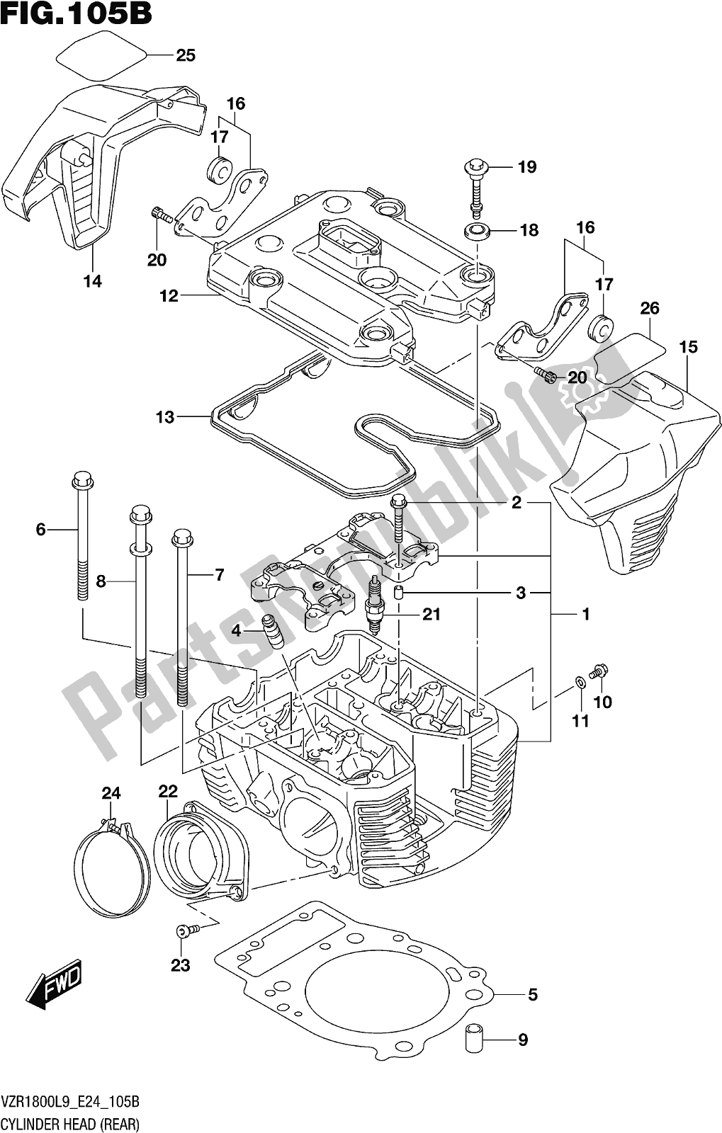 Toutes les pièces pour le Fig. 105b Cylinder Head (rear) (vzr1800bzl9 E24) du Suzuki VZR 1800 BZ 2019