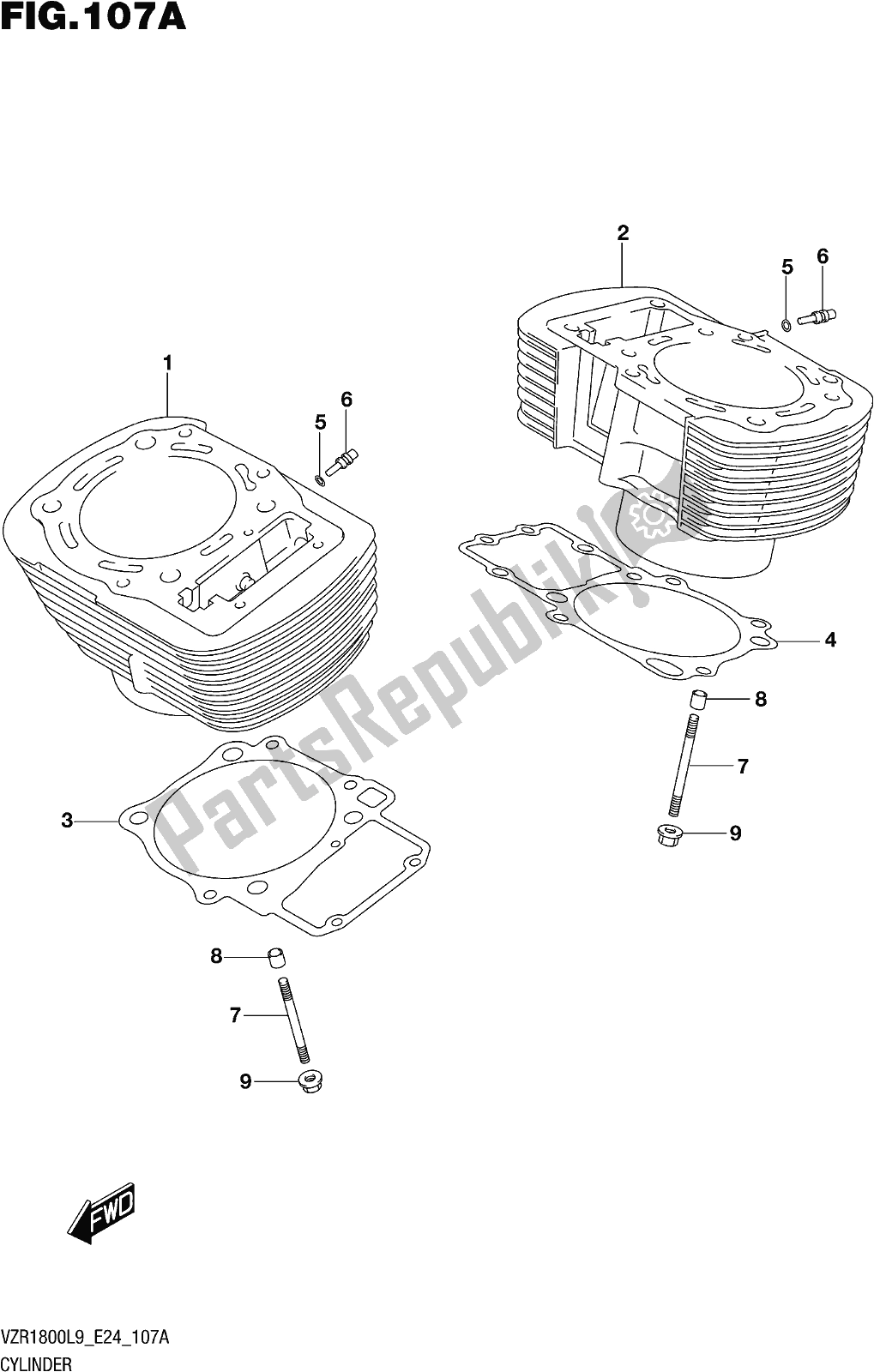 All parts for the Fig. 107a Cylinder of the Suzuki VZR 1800 BZ 2019