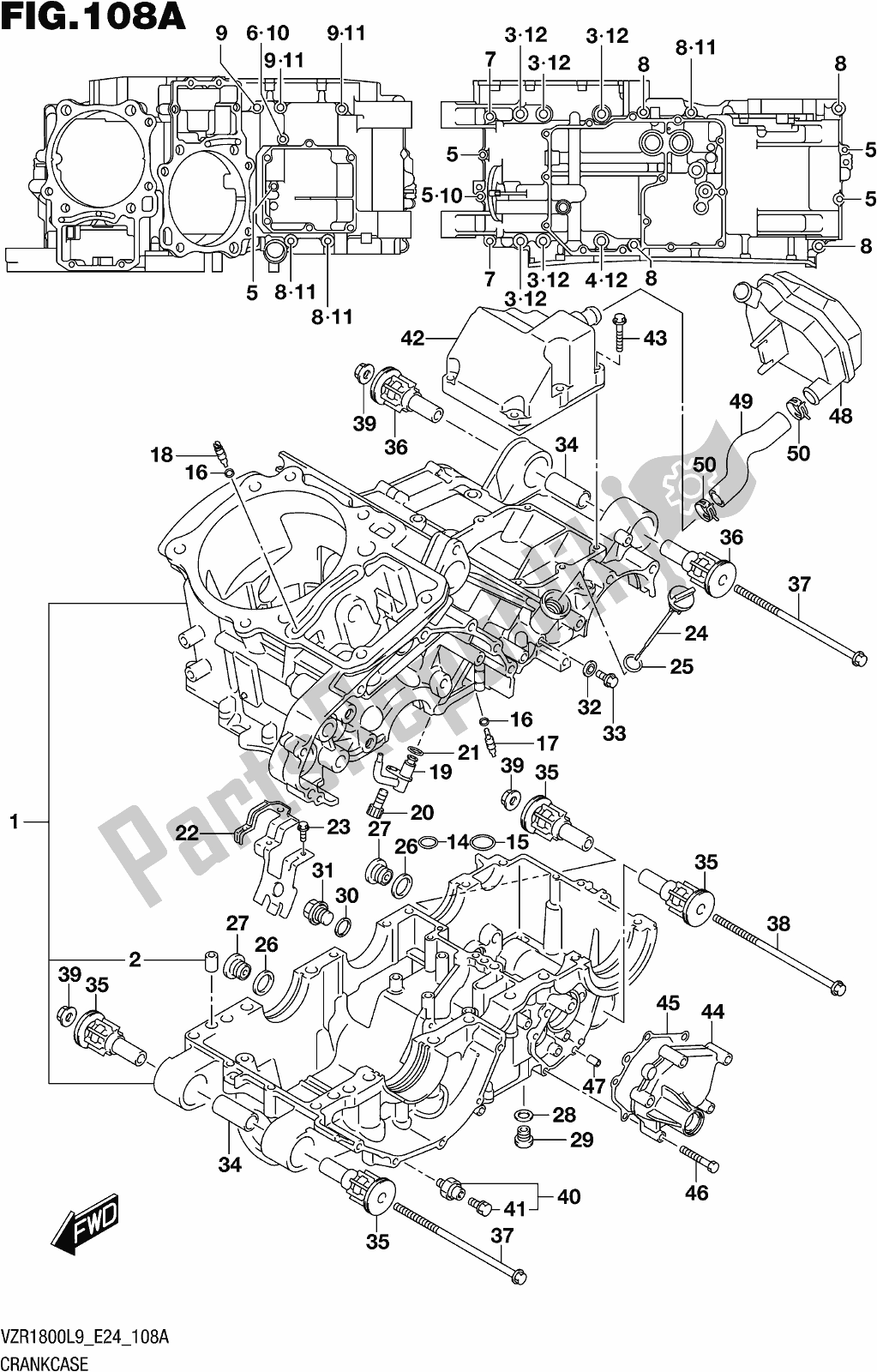 Todas las partes para Fig. 108a Crankcase de Suzuki VZR 1800 BZ 2019