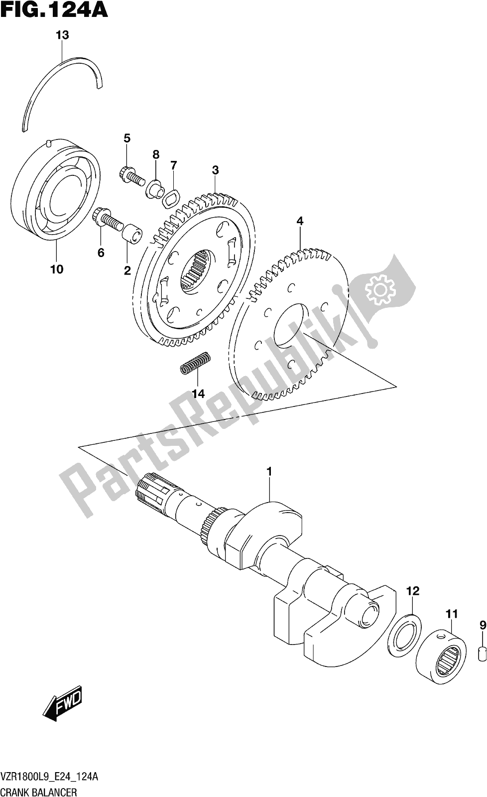 Tutte le parti per il Fig. 124a Crank Balancer del Suzuki VZR 1800 BZ 2019