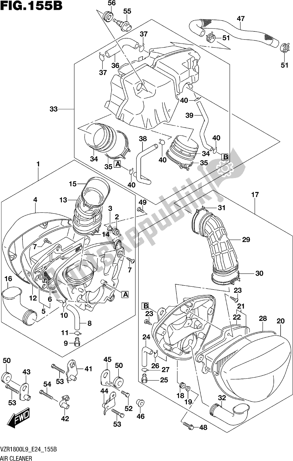 Tutte le parti per il Fig. 155b Air Cleaner (vzr1800bzl9 E24) del Suzuki VZR 1800 BZ 2019