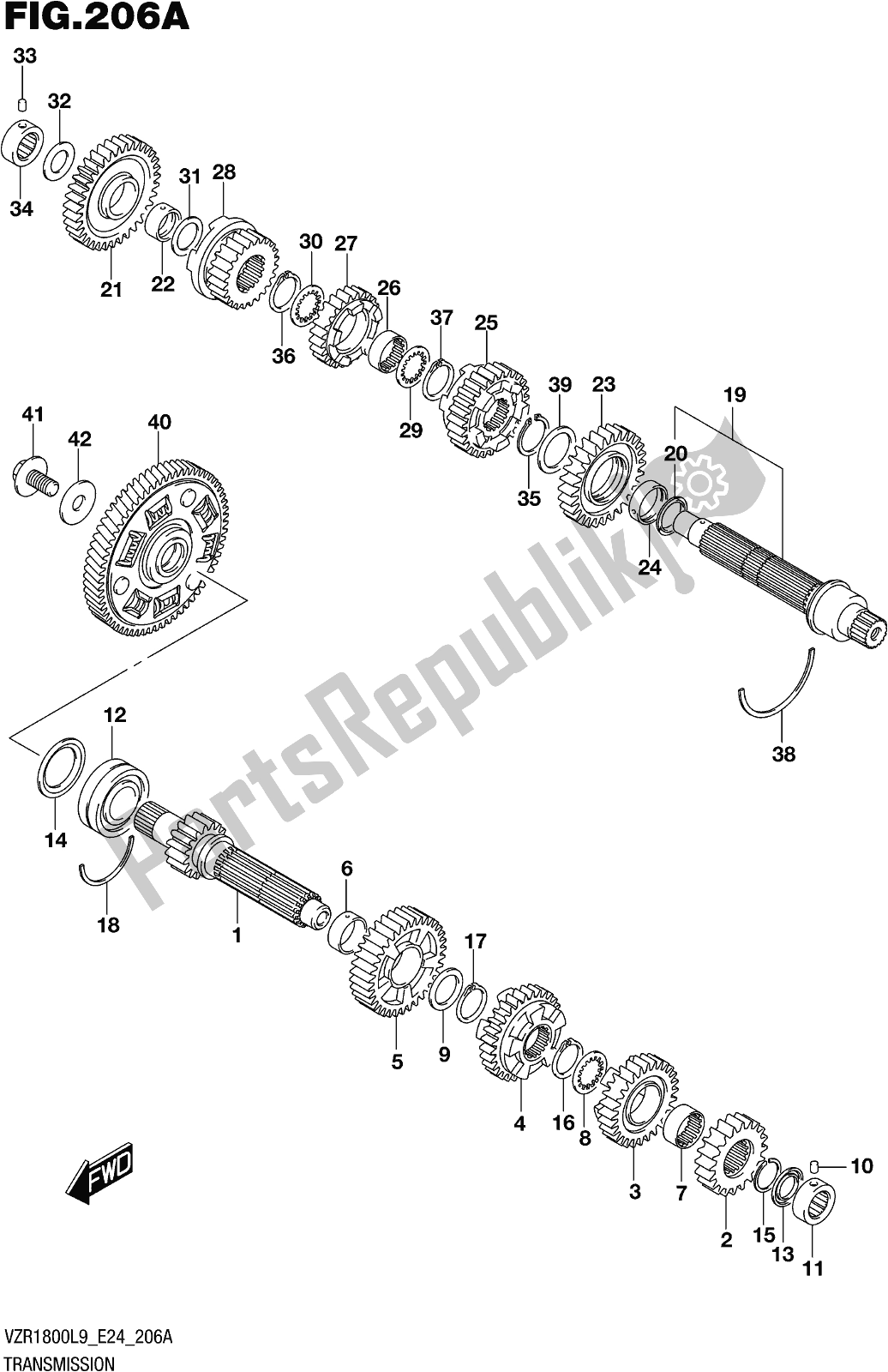 Toutes les pièces pour le Fig. 206a Transmission du Suzuki VZR 1800 BZ 2019