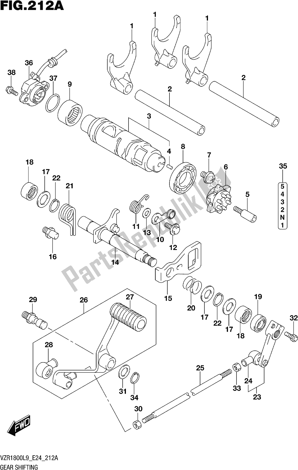 Toutes les pièces pour le Fig. 212a Gear Shifting du Suzuki VZR 1800 BZ 2019