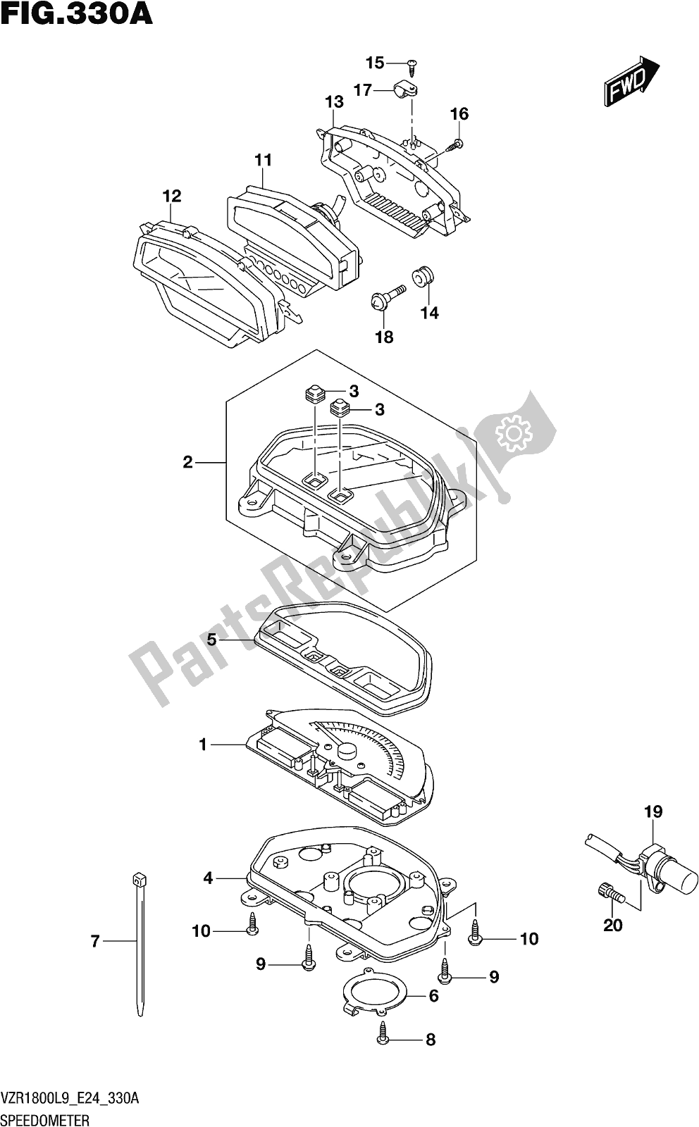 Toutes les pièces pour le Fig. 330a Speedometer du Suzuki VZR 1800 BZ 2019