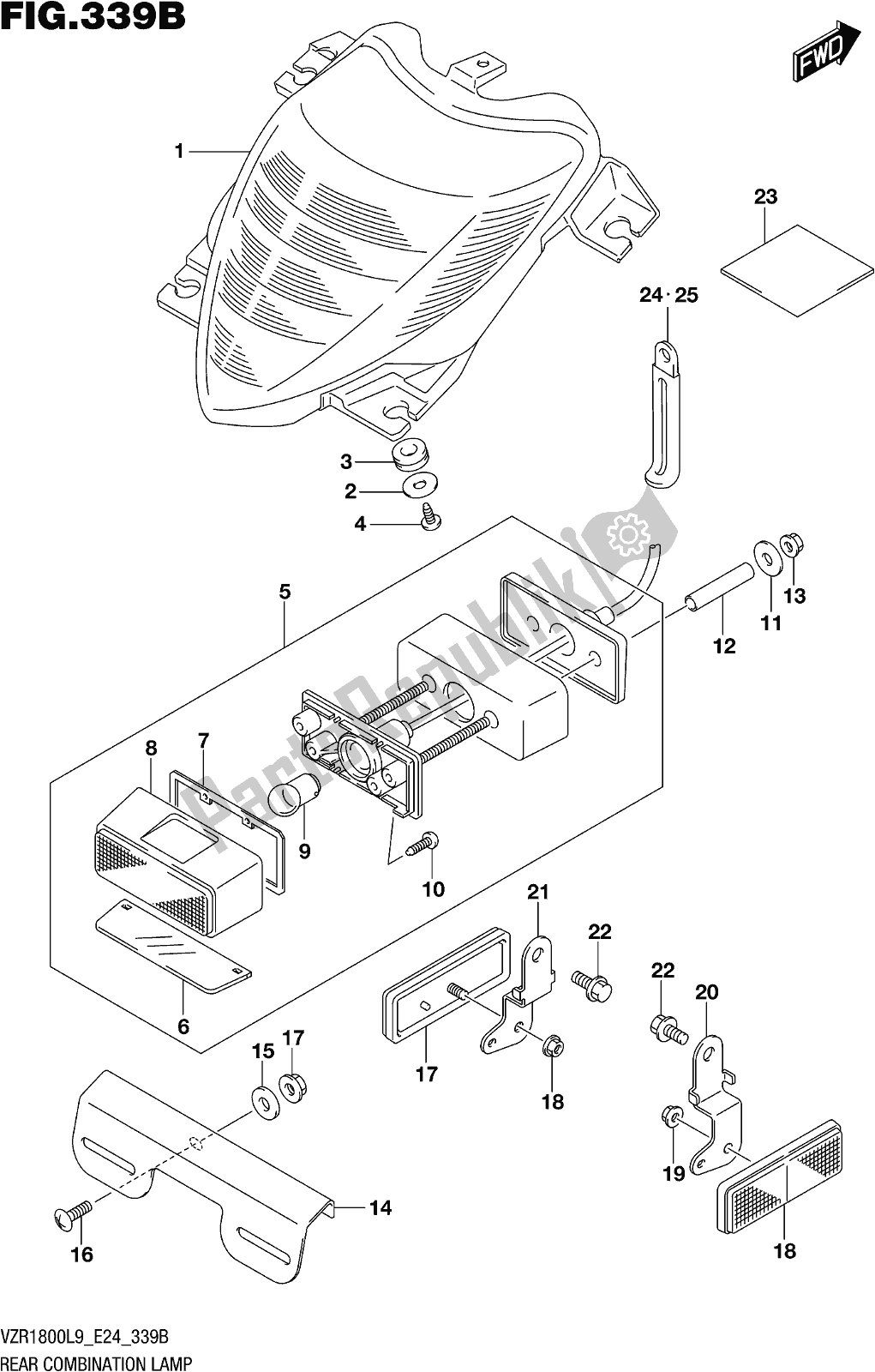 Tutte le parti per il Fig. 339b Rear Combination Lamp (vzr1800bzl9 E24) del Suzuki VZR 1800 BZ 2019