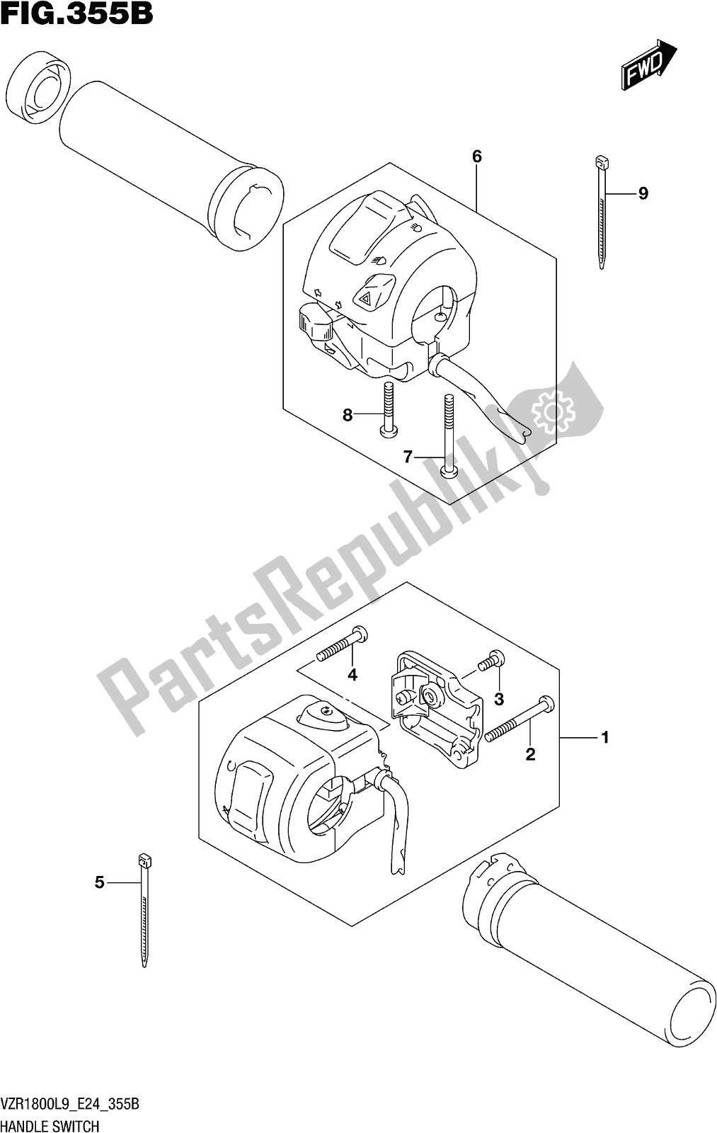 Todas las partes para Fig. 355b Handle Switch (vzr1800bzl9 E24) de Suzuki VZR 1800 BZ 2019