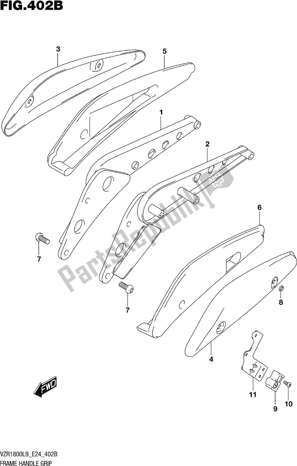 Toutes les pièces pour le Fig. 402b Frame Handle Grip (vzr1800bzl9 E24) du Suzuki VZR 1800 BZ 2019
