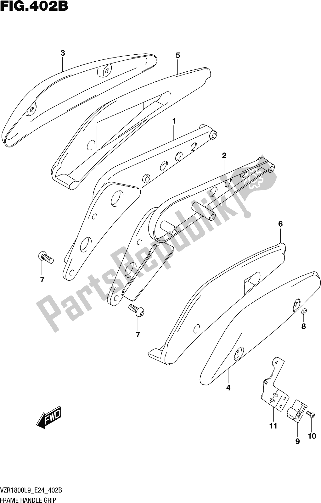 All parts for the Fig. 402b Frame Handle Grip (vzr1800bzl9 E24) of the Suzuki VZR 1800 BZ 2019