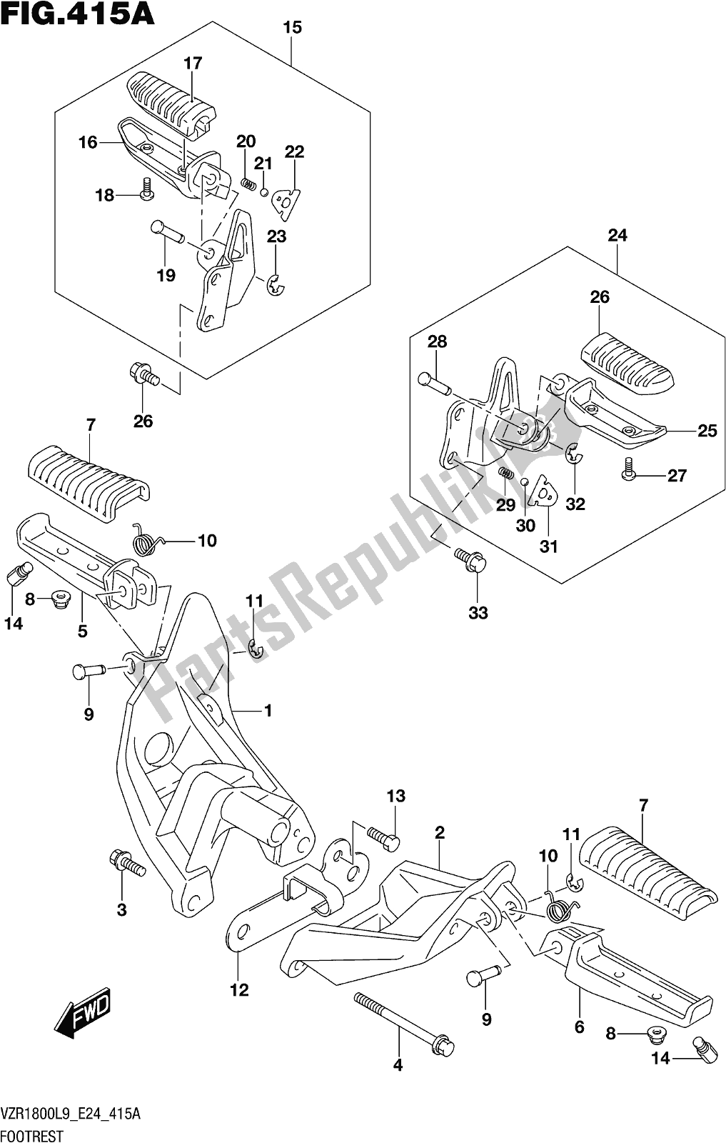 Alle onderdelen voor de Fig. 415a Footrest van de Suzuki VZR 1800 BZ 2019