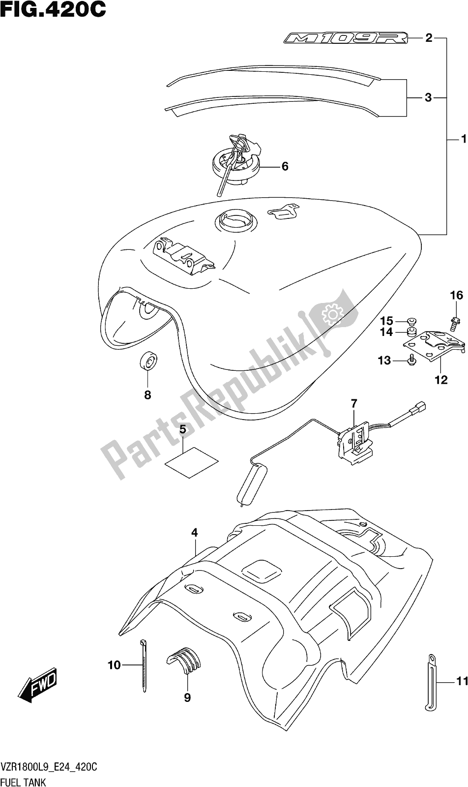 Toutes les pièces pour le Fig. 420c Fuel Tank (vzr1800bzl9 E24) (av4) du Suzuki VZR 1800 BZ 2019