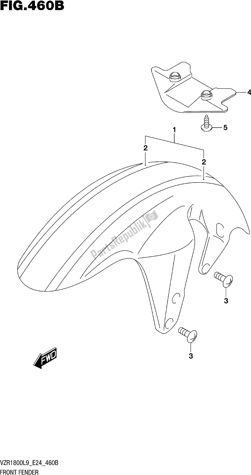 All parts for the Fig. 460b Front Fender (vzr1800bzl9 E24) (ajp) of the Suzuki VZR 1800 BZ 2019