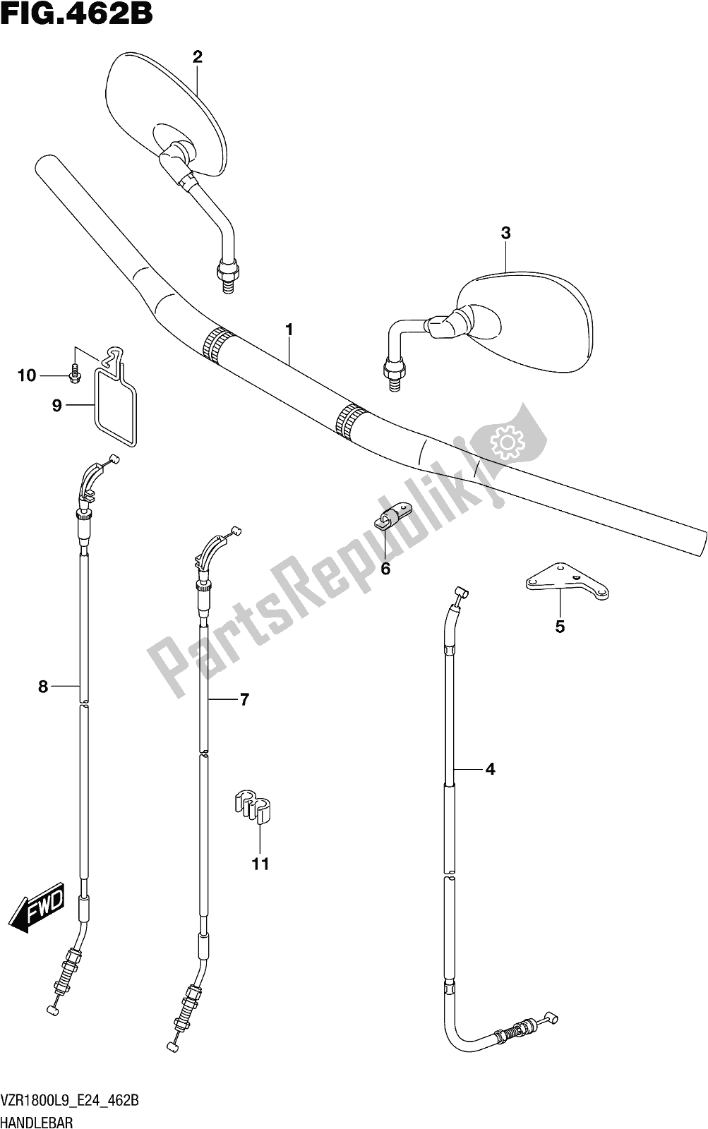 All parts for the Fig. 462b Handlebar (vzr1800bzl9 E24) of the Suzuki VZR 1800 BZ 2019