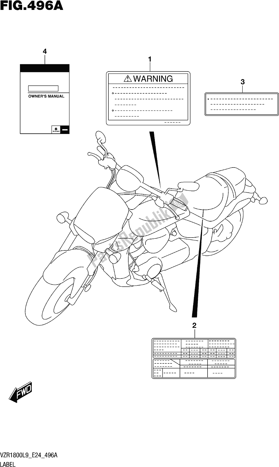 All parts for the Fig. 496a Label of the Suzuki VZR 1800 BZ 2019