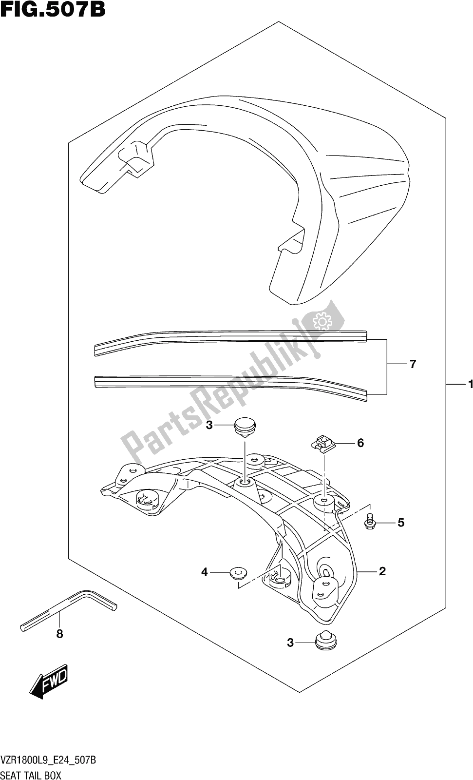 Toutes les pièces pour le Fig. 507b Seat Tail Box (vzr1800bzl9 E24) (ajp) du Suzuki VZR 1800 BZ 2019
