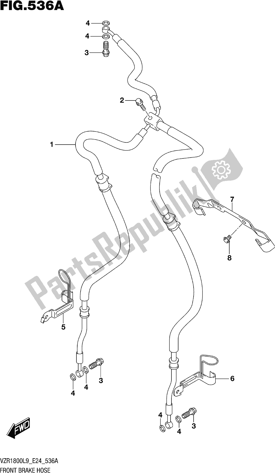 All parts for the Fig. 536a Front Brake Hose of the Suzuki VZR 1800 BZ 2019