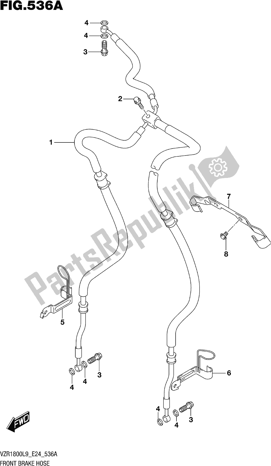 Toutes les pièces pour le Fig. 536a Front Brake Hose du Suzuki VZR 1800 BZ 2019