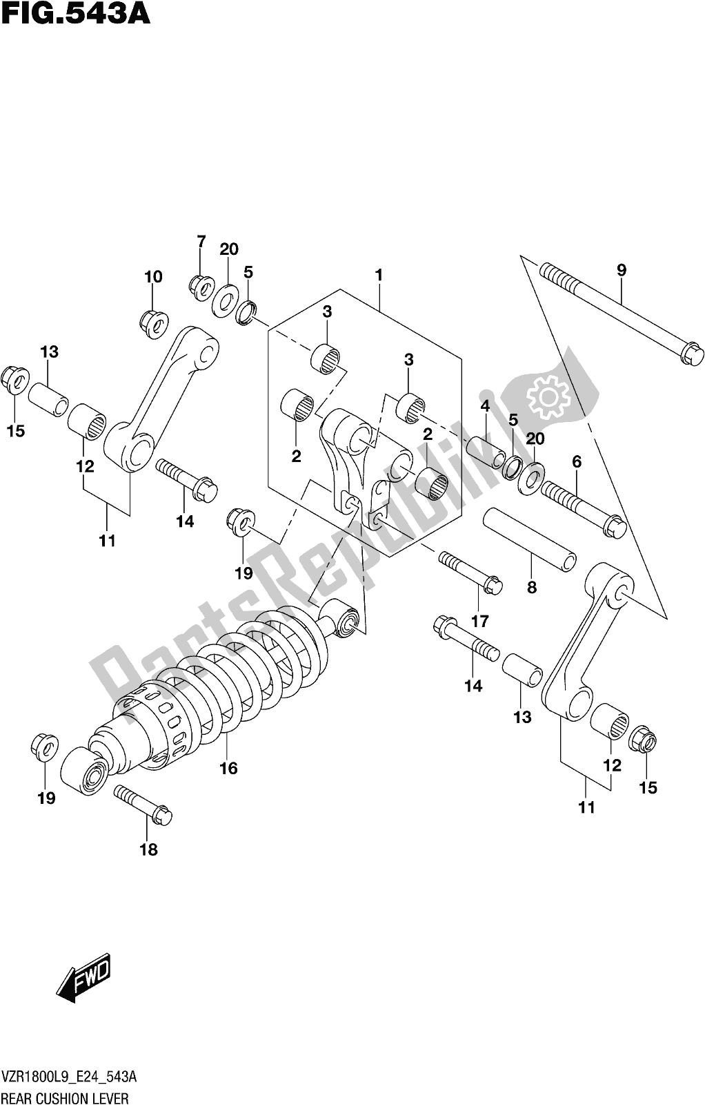 Wszystkie części do Fig. 543a Rear Cushion Lever Suzuki VZR 1800 BZ 2019