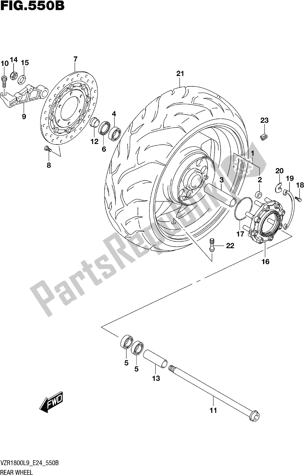 Toutes les pièces pour le Fig. 550b Rear Wheel (vzr1800bzl9 E24) du Suzuki VZR 1800 BZ 2019