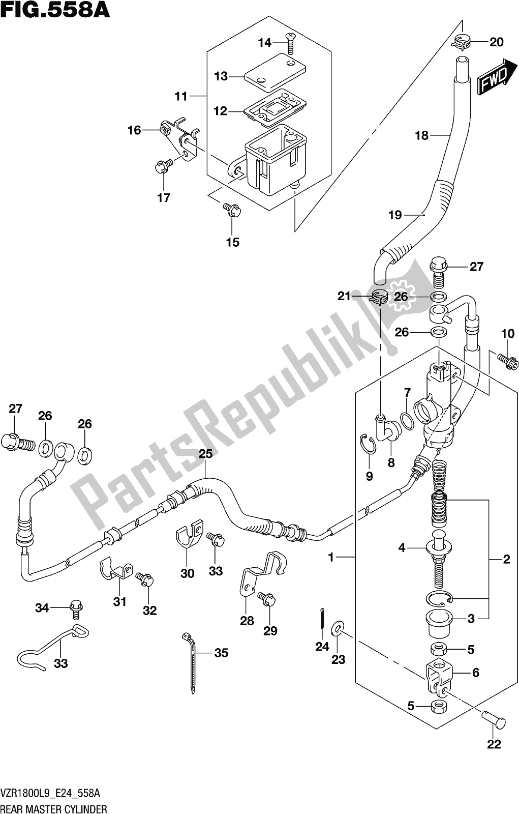 Toutes les pièces pour le Fig. 558a Rear Master Cylinder du Suzuki VZR 1800 BZ 2019