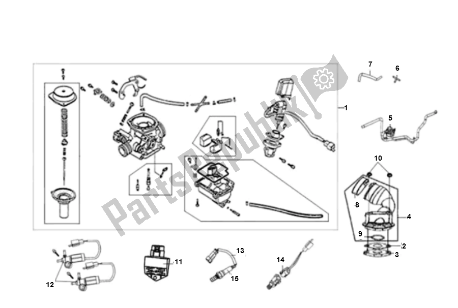 Todas as partes de Carburador do SYM Fiddle 3 50 2000 - 2010