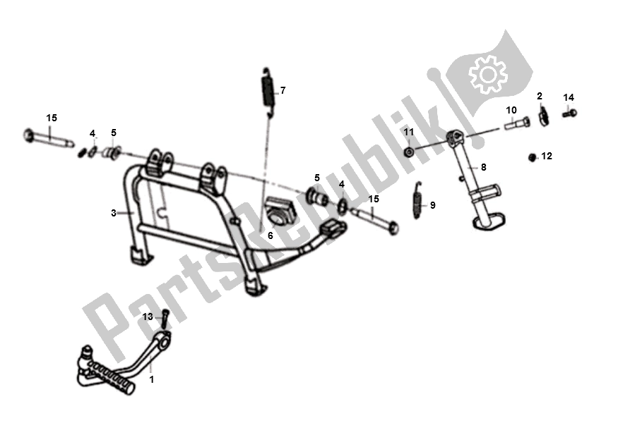 All parts for the Center Stand of the SYM Fiddle 3 50 2000 - 2010