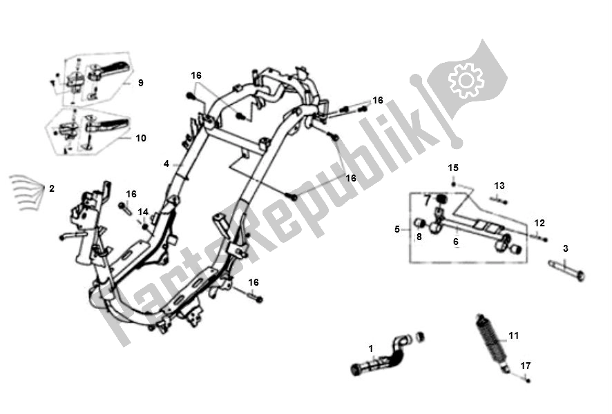 All parts for the Frame of the SYM Fiddle 3 50 2000 - 2010