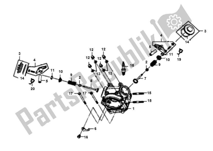 All parts for the Cylinder Head of the SYM JET 4 50 SYM 2000 - 2010