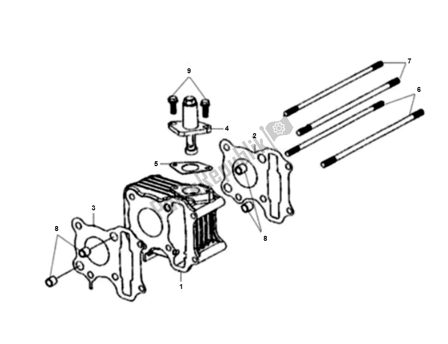 All parts for the Cylinder of the SYM JET 4 50 SYM 2000 - 2010