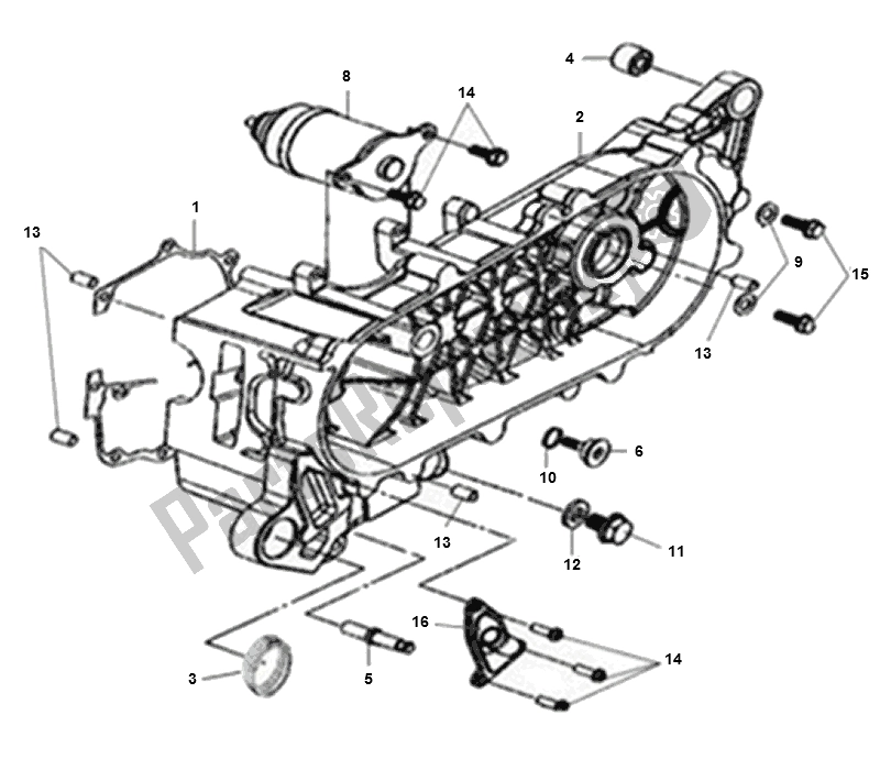 All parts for the Starter Motor of the SYM JET 4 50 SYM 2000 - 2010