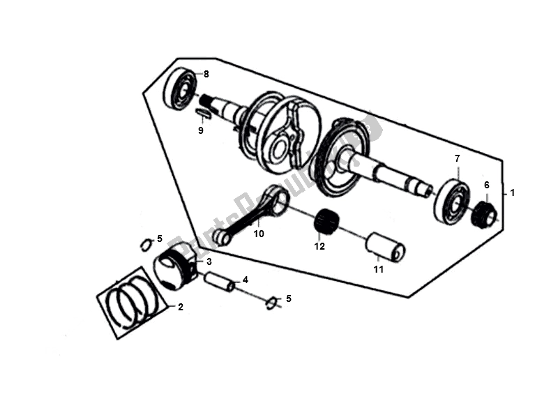 All parts for the Crankshaft of the SYM JET 4 50 SYM 2000 - 2010