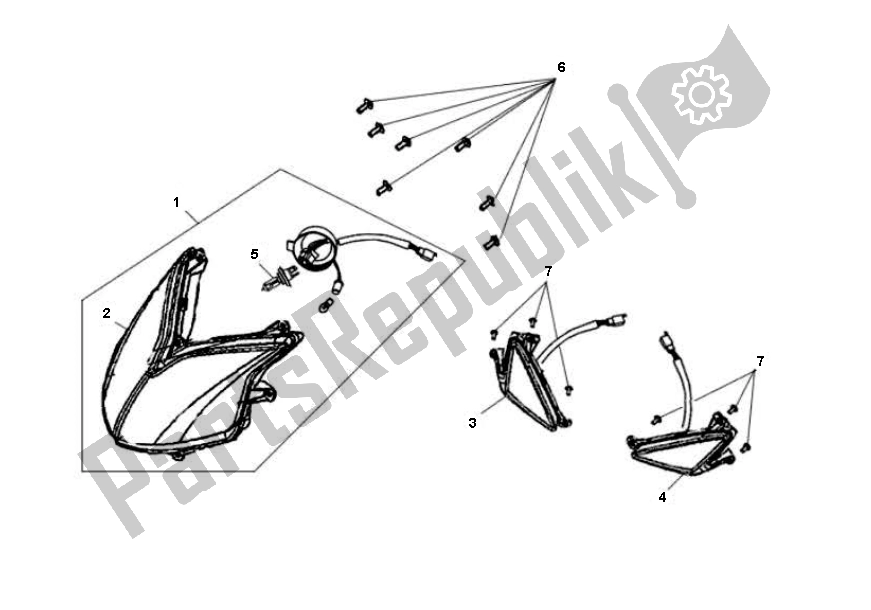 All parts for the Headlight of the SYM JET 4 50 SYM 2000 - 2010