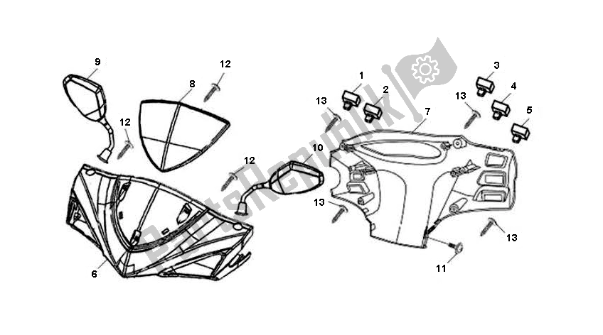 All parts for the Stuurhuis of the SYM JET 4 50 SYM 2000 - 2010