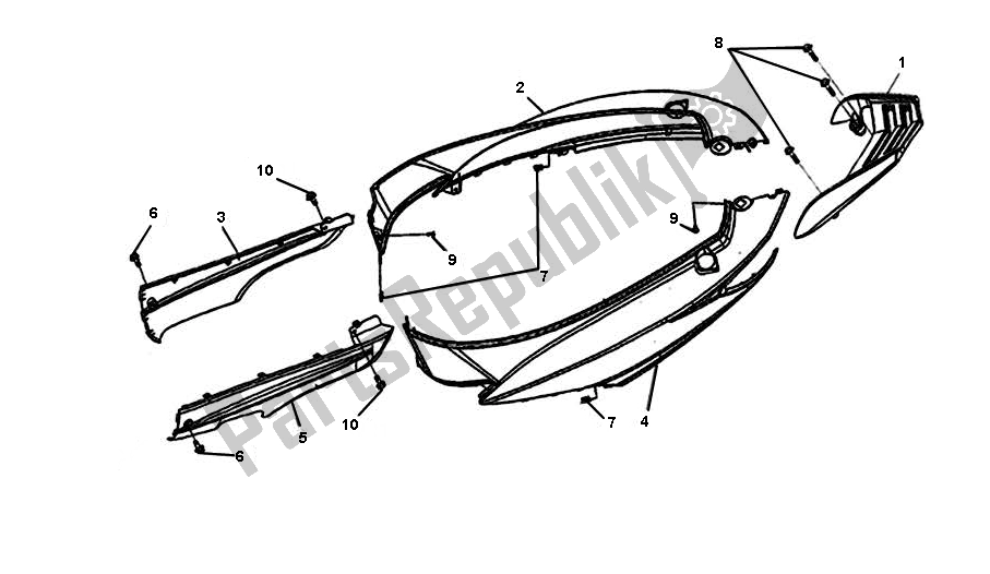 All parts for the Zijscherm of the SYM JET 4 50 SYM 2000 - 2010