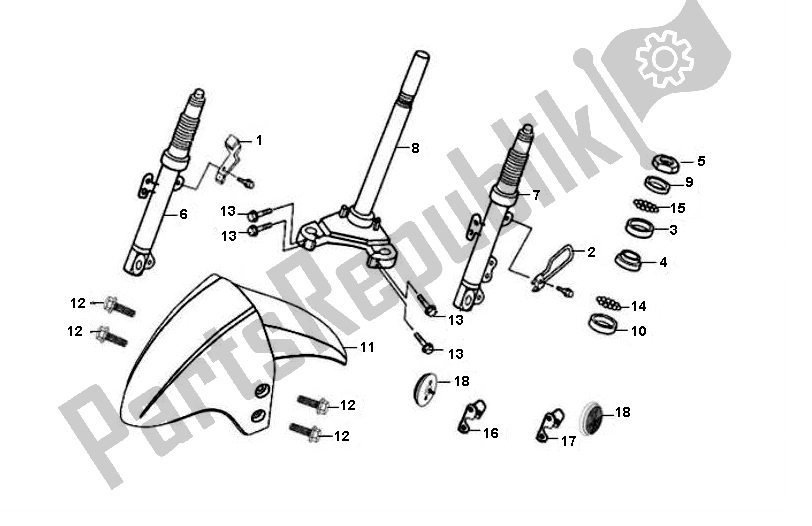 All parts for the Front Fork of the SYM JET 4 50 SYM 2000 - 2010