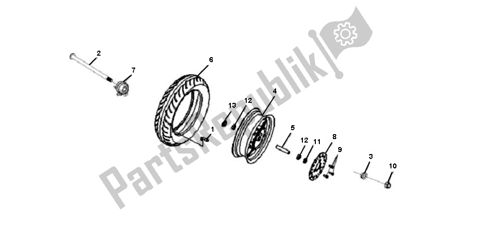 All parts for the Front Wheel of the SYM JET 4 50 SYM 2000 - 2010