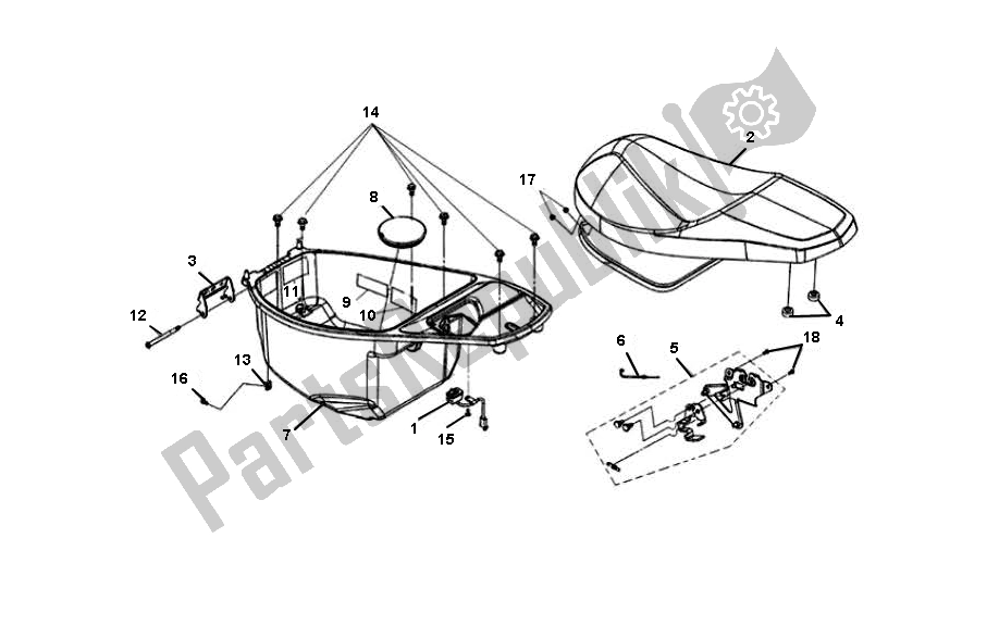 All parts for the Helmbak of the SYM JET 4 50 SYM 2000 - 2010