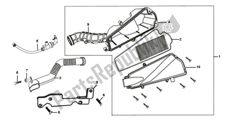 All parts for the Air Cleaner of the SYM JET 4 50 SYM 2000 - 2010