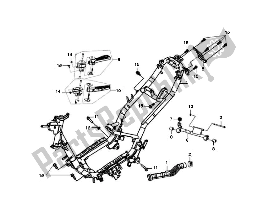 All parts for the Frame of the SYM JET 4 50 SYM 2000 - 2010