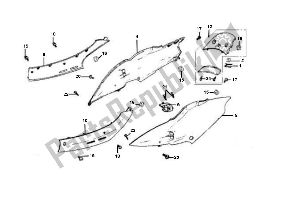 All parts for the Motorscherm of the SYM JET Euro X SYM 50 2000 - 2010