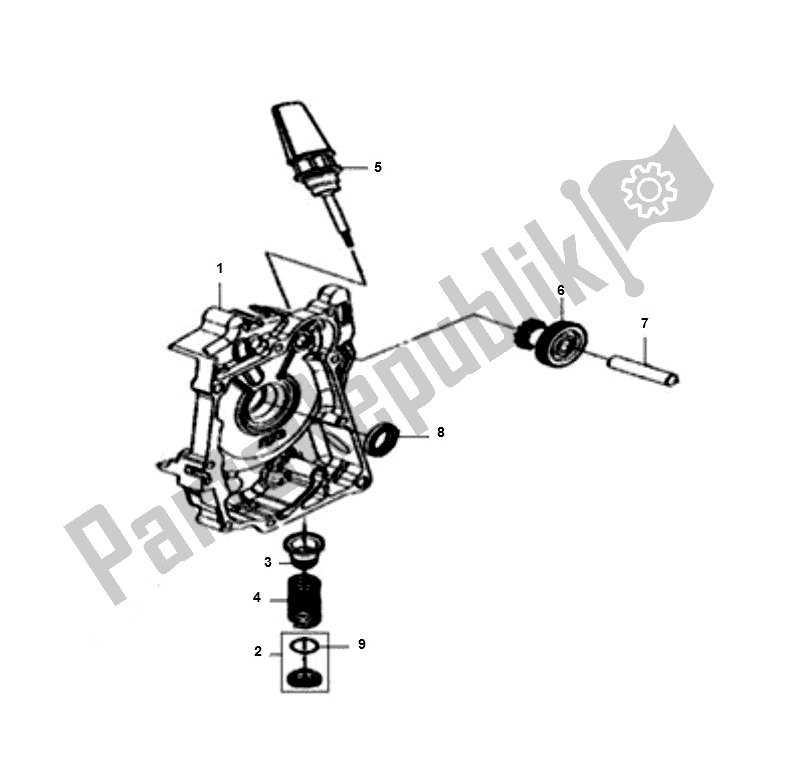 All parts for the Oil Filter of the SYM Orbit II 50 AE 05W1 6 K9 L5 2000 - 2010