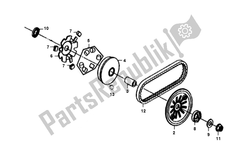 All parts for the Vario of the SYM Orbit II 50 AE 05W1 6 K9 L5 2000 - 2010
