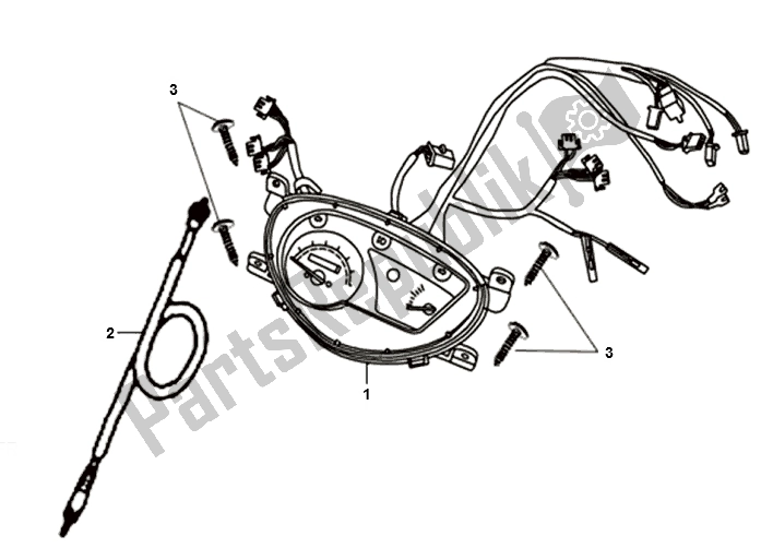 All parts for the Dashbord - Tellerkabel - Draadboom of the SYM Orbit II 50 AE 05W1 6 K9 L5 2000 - 2010