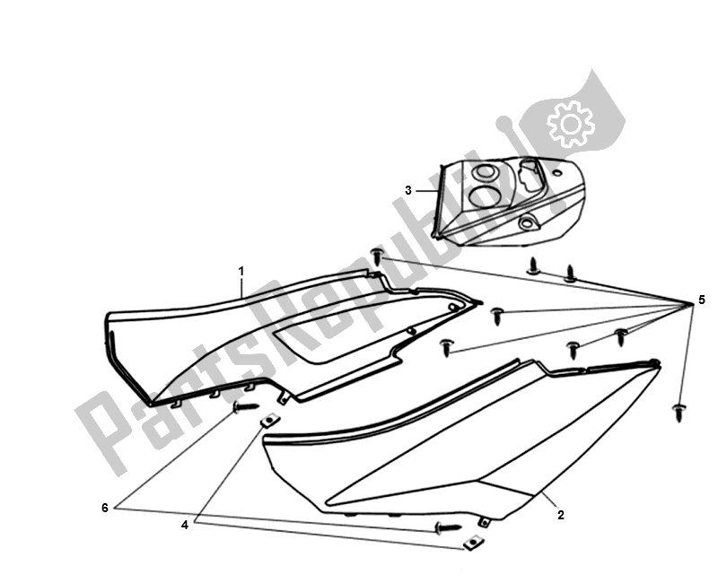 Alle onderdelen voor de Beplating van de SYM Orbit II 50 AE 05W1 6 K9 L5 2000 - 2010