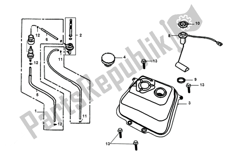 All parts for the Benzinetank - Benzinevlotter of the SYM Orbit II 50 AE 05W1 6 K9 L5 2000 - 2010