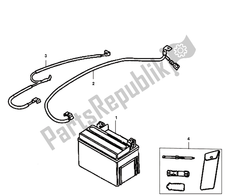 All parts for the Battery of the SYM Orbit II 50 AE 05W1 6 K9 L5 2000 - 2010
